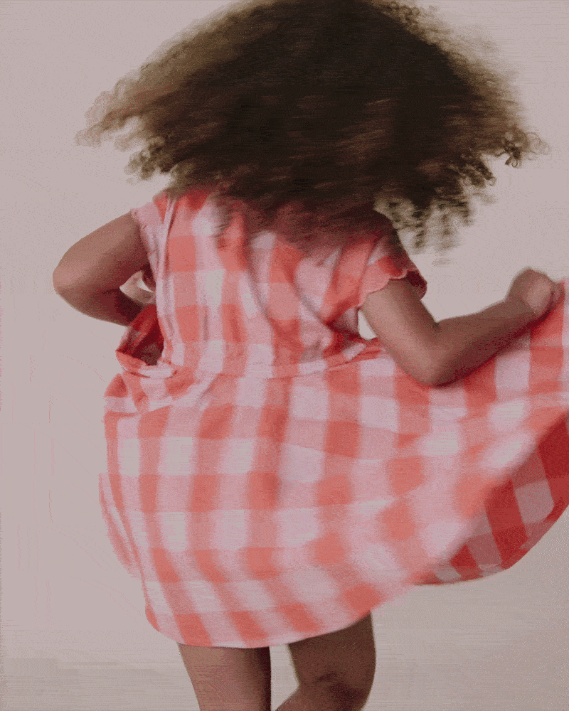 Toddler Girl Avenue Twirl&trade; Gingham Scalloped Dress - Light Pink/Orange, image 1 of 7 slides