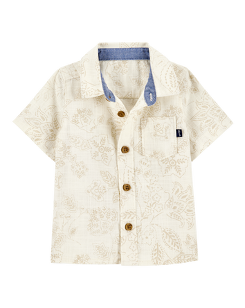 Baby Tropical Paisley Woven Short-Sleeve Fashion Top - Cream, 