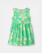 Tout-petit fille - Robe sans manches &agrave; motif de fleurs tropicales - Vert, image 1 sur 3 diapositives