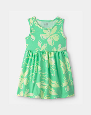 Toddler Girl Tropical Floral Sleeveless Dress - Green, 