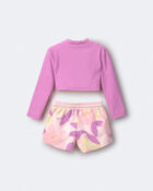 Tout-petit fille - Maillot dermoprotecteur &eacute;court&eacute; &agrave; manches longues &agrave; imprim&eacute; tropical - Mauve/Rose, image 5 sur 6 diapositives
