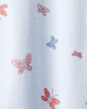 Toddler Girl Butterfly 100% Cotton Snug Fit Footie 1-Piece Pyjamas - Blue, 