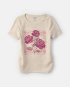 Girls 'Grow Wild Grow Free' Rose Floral Graphic Tee - Cream, image 1 of 7 slides