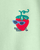 Baby Girl Strawberry French Terry Pullover Sweatshirt - Green, image 4 of 6 slides