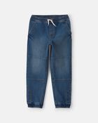 Boys Denim Relaxed Joggers - Medium Wash, image 1 of 7 slides