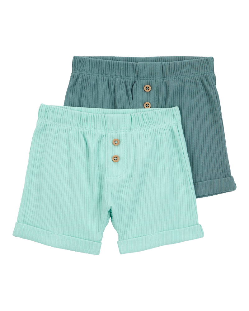 Baby 2-Pack Pull-On Shorts - Blue, image 1 of 5 slides