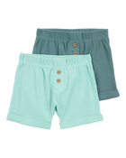Baby 2-Pack Pull-On Shorts - Blue, image 1 of 5 slides