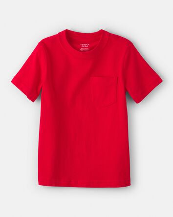 Toddler Solid Short-Sleeve Pocket Tee - Red, 