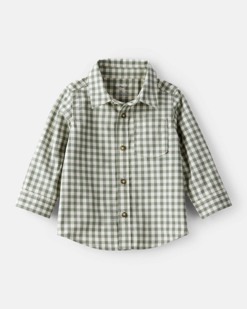 Baby Boy Long-Sleeve Plaid Button Down Shirt Green Carter's - Main Image