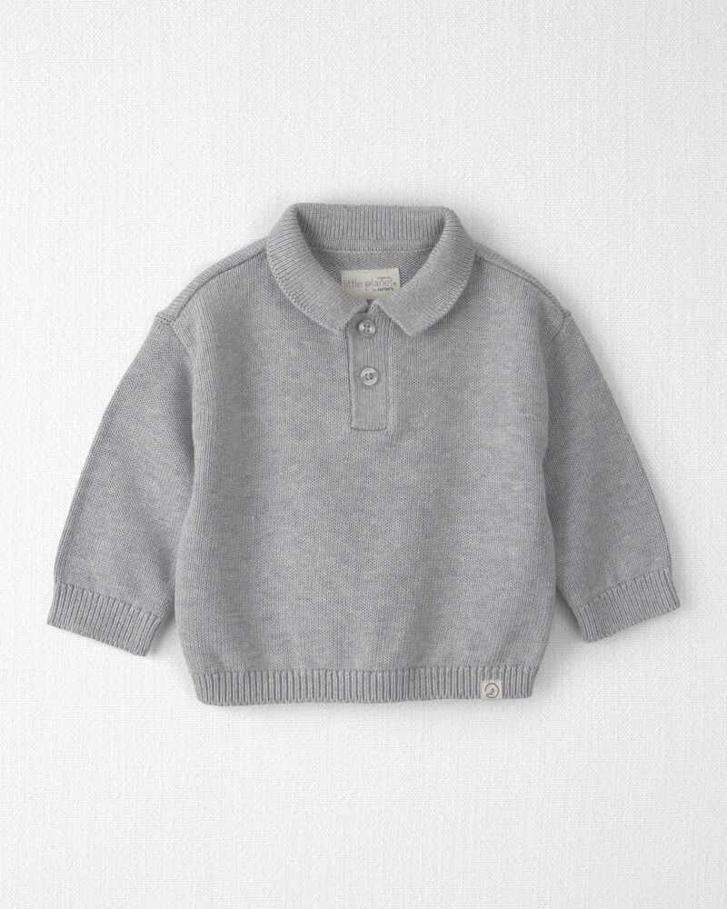 Baby Boy Organic Cotton Sweater Knit Polo, image 1 of 3 slides