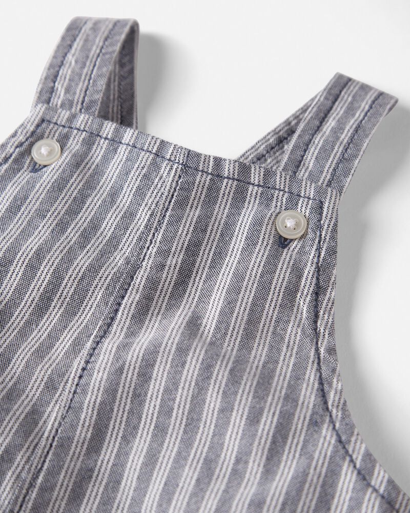 Oxford Striped Woven Organic Cotton Overalls