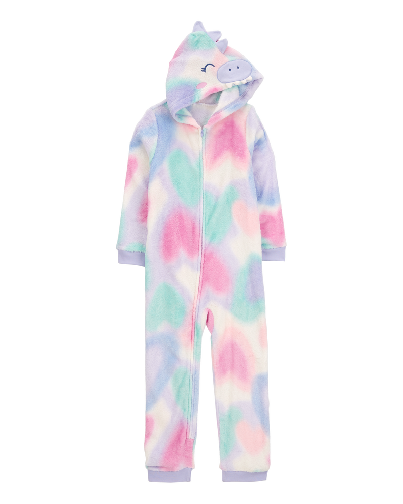 Girls 1-Piece Dinosaur Fleece Pyjamas, image 2 of 5 slides