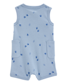 Baby Dinosaur Cotton Romper - Blue, image 2 of 4 slides