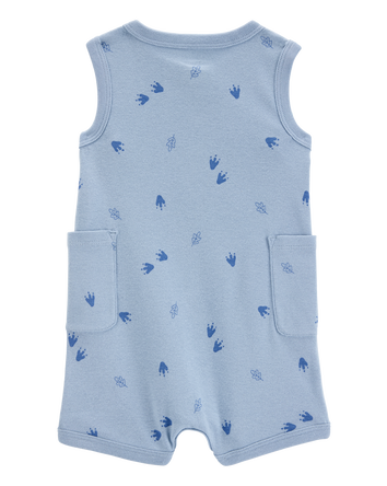 Baby Dinosaur Cotton Romper - Blue, 