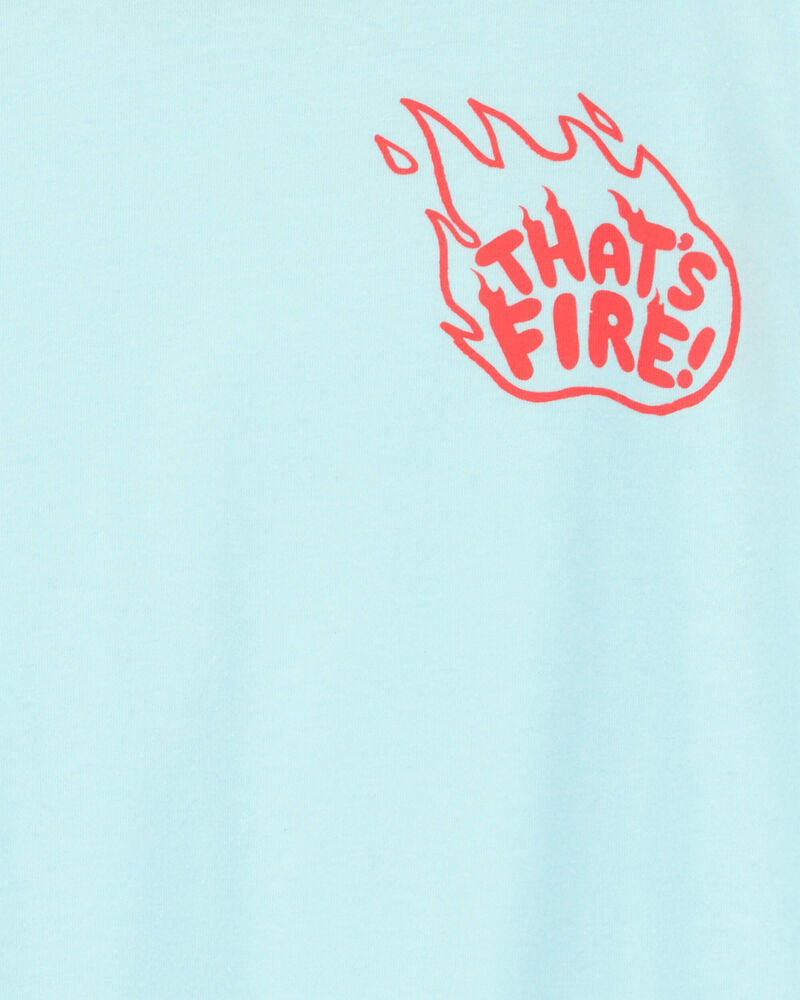 Boys That's Fire Short-Sleeve Graphic Tee - Turquoise, image 2 of 3 slides