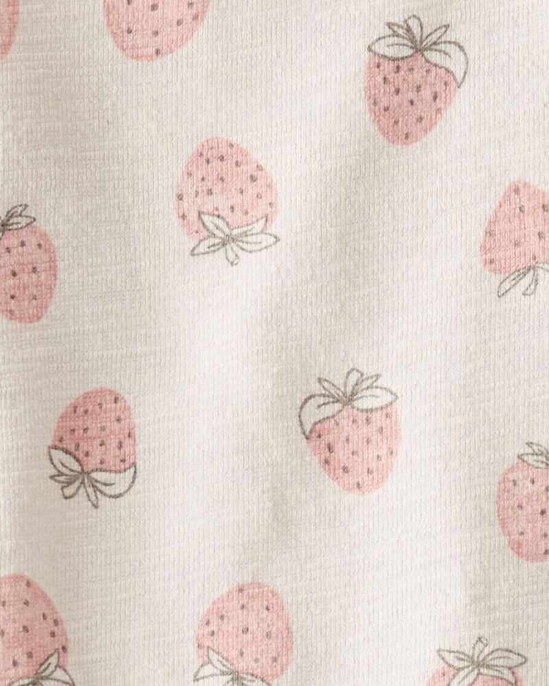 Tout-petit fille - Ensemble 2 pi&egrave;ces fait avec coton biologique &agrave; motif de fraises, image 4 sur 4 diapositives