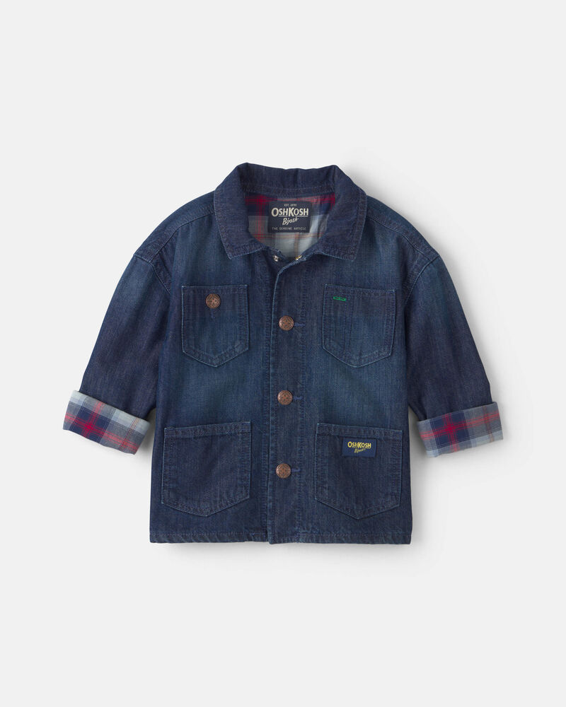 Toddler Boy Plaid Denim Jacket - Blue, image 2 of 5 slides