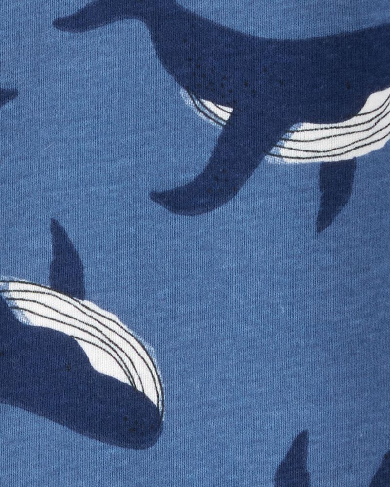 Baby Boy Whale Print Snug Fit Cotton Footless 1-Piece Pyjamas - Navy, image 2 of 4 slides