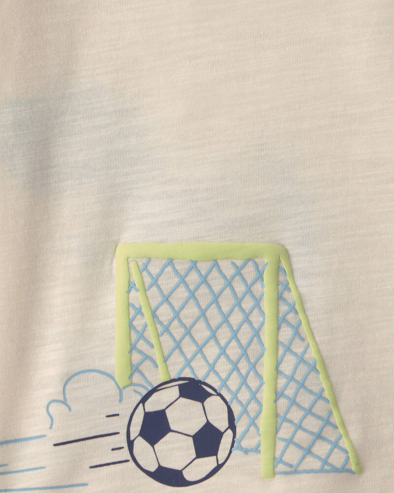 Tout-petit gar&ccedil;on - T-shirt &agrave; imprim&eacute; dino soccer - Cr&egrave;me, image 5 sur 5 diapositives