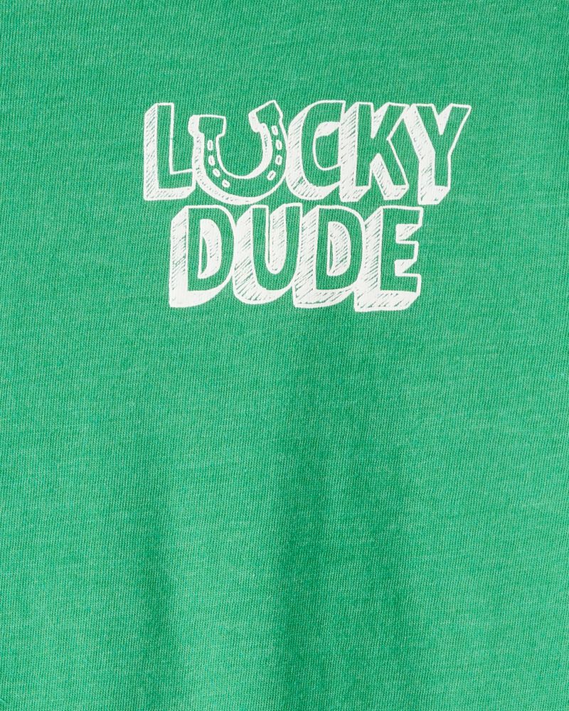 Boys Lucky Dude Long-Sleeve Graphic Tee - Green, image 2 of 3 slides