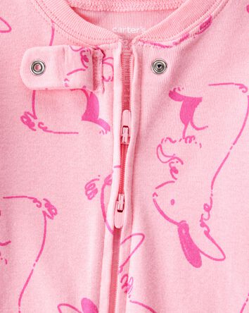 Baby Girl Bunny 100% Cotton Snug Fit 2-Way Zip Footie 1-Piece Pyjamas - Pink, 