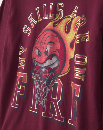 Boys 'Fire Basketball' Graphic Tee- Maroon, 