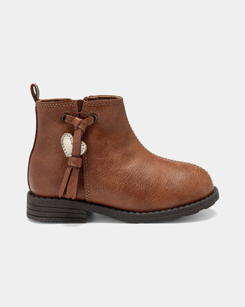 Tout-petit fille - Bottes à fermeture éclair à pompons - Brun, 