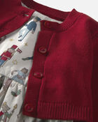 Toute-petit fille - Ensemble 2 pi&egrave;ces robe et cardigan de coton biologique &agrave; motif casse-noisette, image 4 sur 6 diapositives