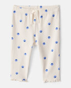 Baby Girl Blueberry Print Cotton Pull-On Pants - White, image 1 of 4 slides