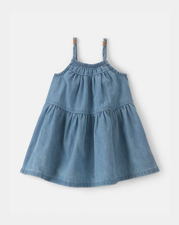 Baby Girl Denim Chambray Dress - Light Wash, 