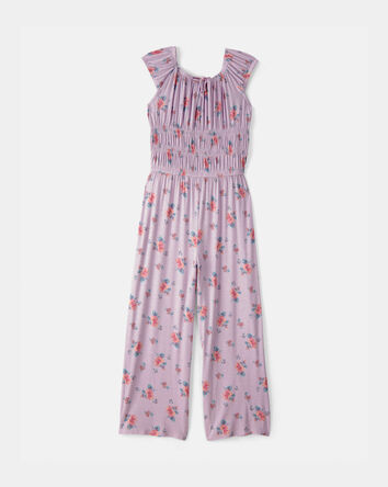 Filles - Combinaison &agrave; smocks, motif floral - Mauve, 
