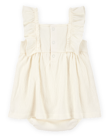 Baby Floral Flutter Bodysuit Dress - Ivory, 