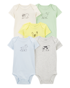 Baby 5-Pack Farm Animals Bodysuits, image 1 of 8 slides