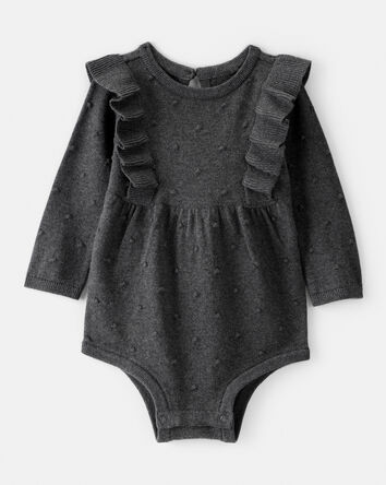 Bébé fille - Cache-couche à manches longues en coton à volants – Gris, 