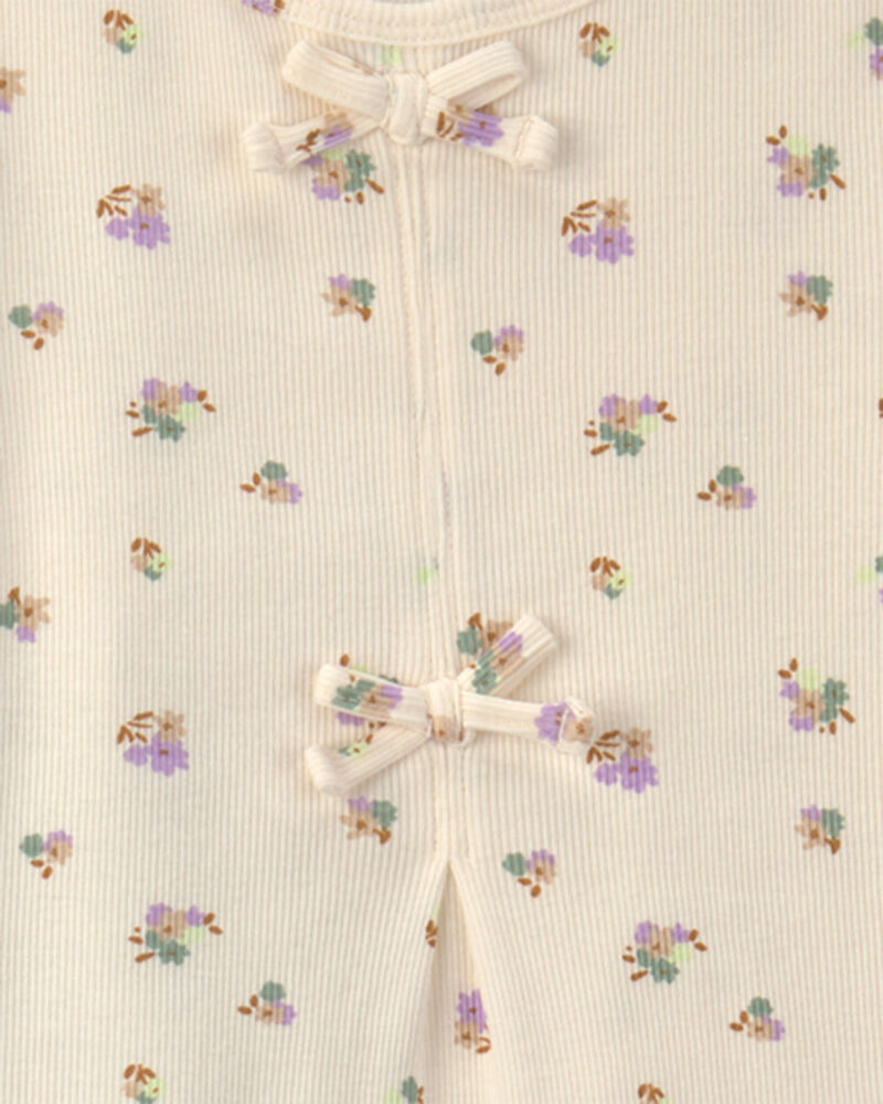 Girls 2-Piece Floral Short-Sleeve Top & Pant Set &ndash; Cream/Green, image 4 of 5 slides