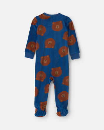 B&eacute;b&eacute; gar&ccedil;on - Pyjama ajust&eacute; 1 pi&egrave;ce &agrave; pieds en DreamPlush avec fermeture &agrave; glissi&egrave;re double sens et motif ourson - Bleu marine, 