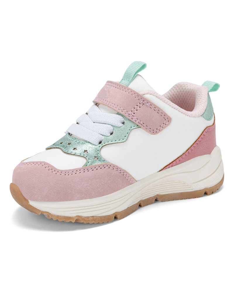 Toddler Girl Colour Block Athletic Shoes- Pink/White, image 6 of 12 slides