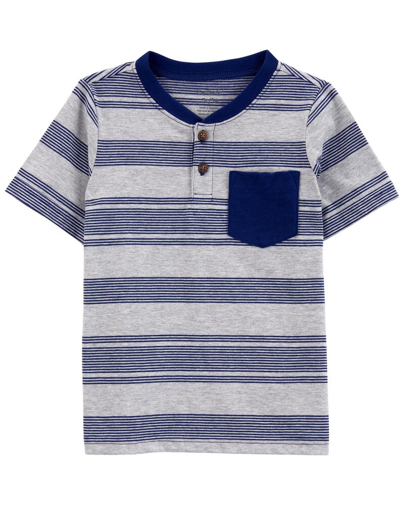 Baby Striped Pocket Henley Tee, image 1 of 3 slides