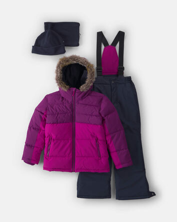 Girls 2 Piece Puffer Snowsuit - Purple, 