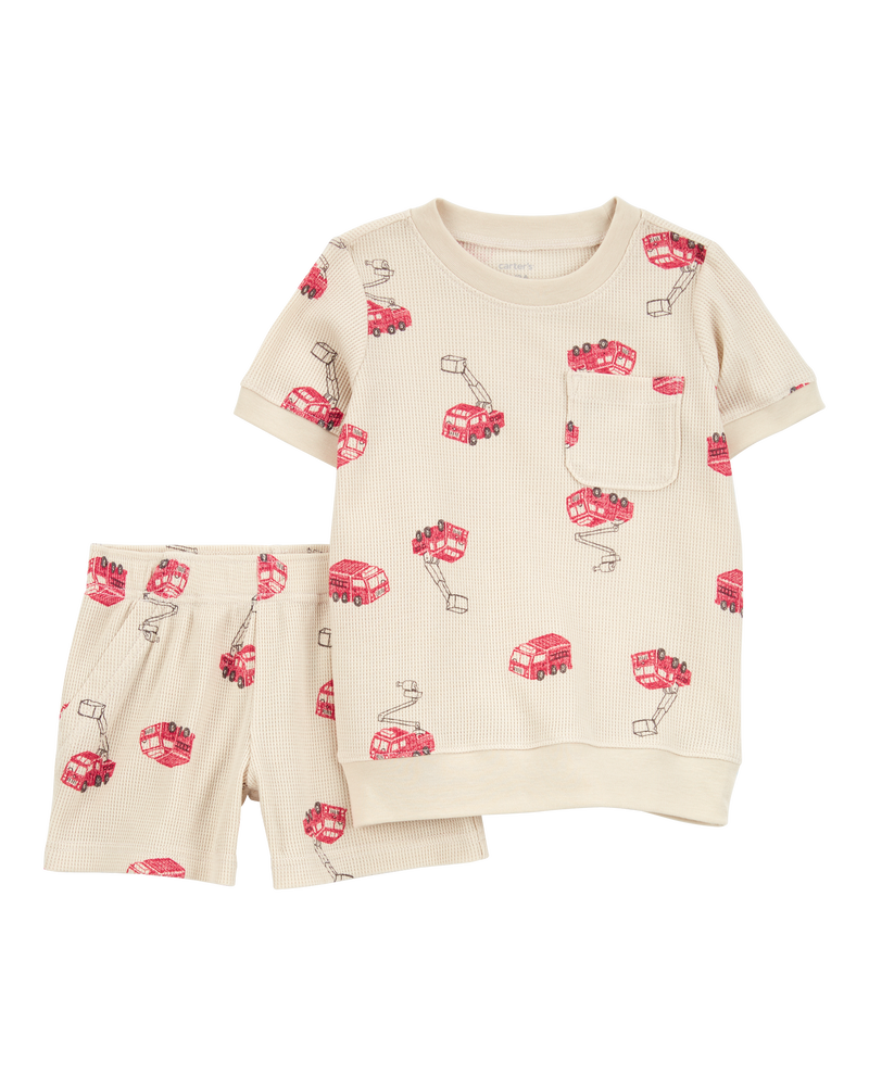 Baby 2-Piece Fire Truck Outfit Set - Ivory, image 1 of 3 slides