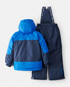 Boys 2-Piece Taslan Color Block Snowsuit Set - Blue, image 2 of 13 slides