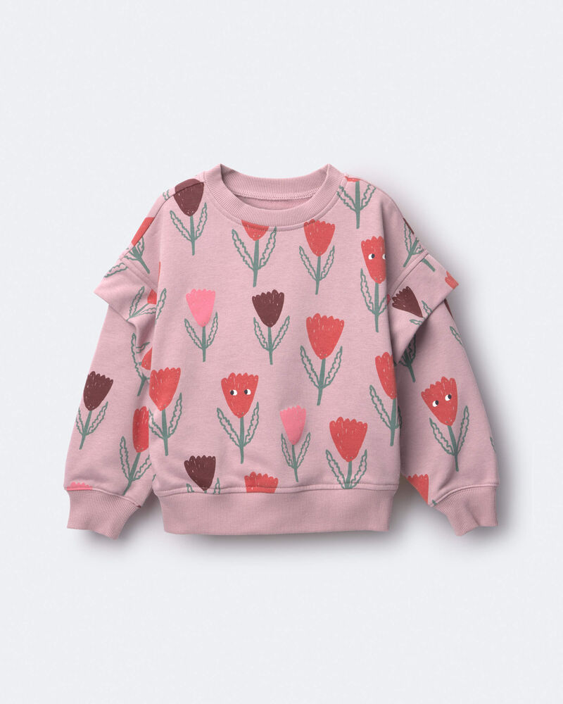 Toute-petit fille - Chandail double &eacute;paisseur &agrave; imprim&eacute; tulipe - Mauve, image 2 sur 5 diapositives