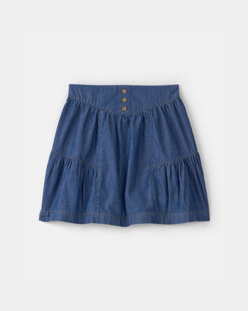 Girls Chambray Skirt - Dark Wash, 