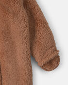 Baby Bear Teddy Fleece Long-Sleeve Jumpsuit - Brown, image 3 of 5 slides