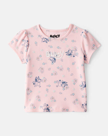 Toddler Girl Bluey Floral Print Short-Sleeve Graphic Tee - Pink, 