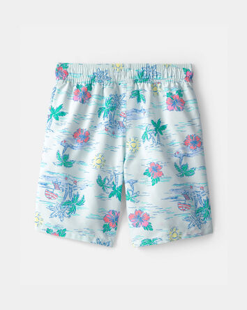 Boys Floral  Swim Trunks - Blue, 