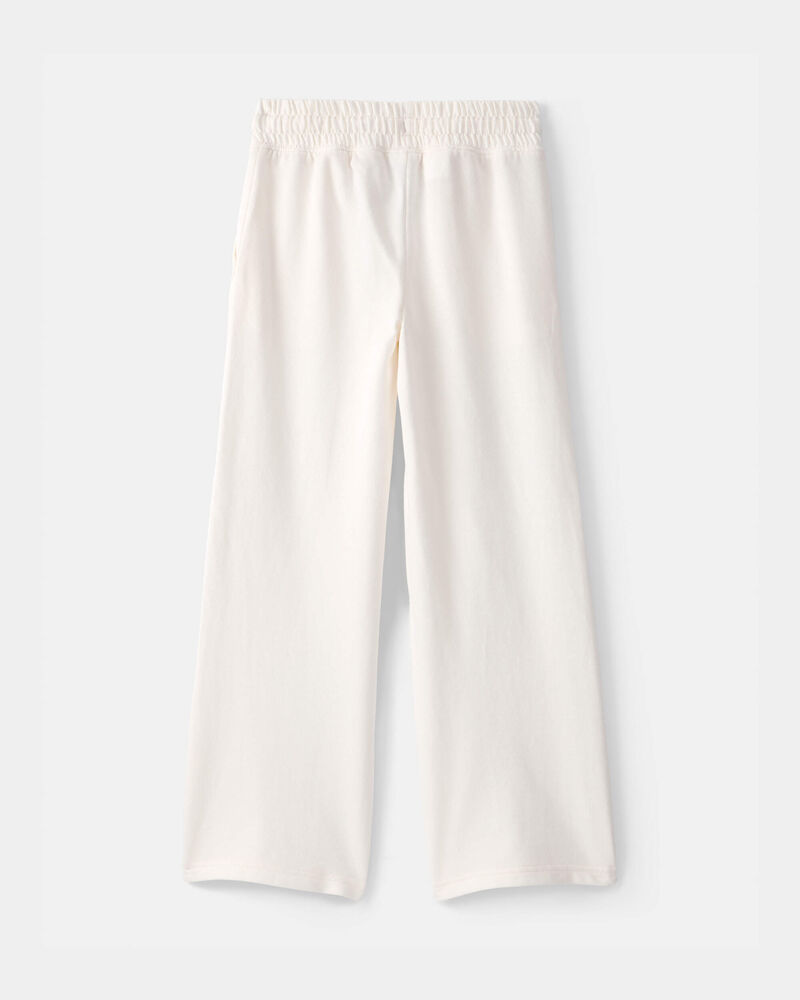 Filles - Pantalon &agrave; jambe large en jersey bouclette - Ivoire, image 2 sur 3 diapositives