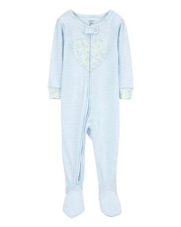 Toddler 1-Piece Heart Cotton Footie Pyjamas, 
