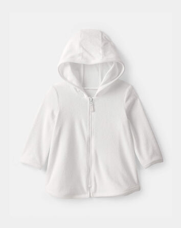 Baby Girl Terry Cover Up - White, 
