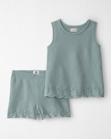 Filles - Ensemble 2 pi&egrave;ces haut et short en tricot de coton biologique, 